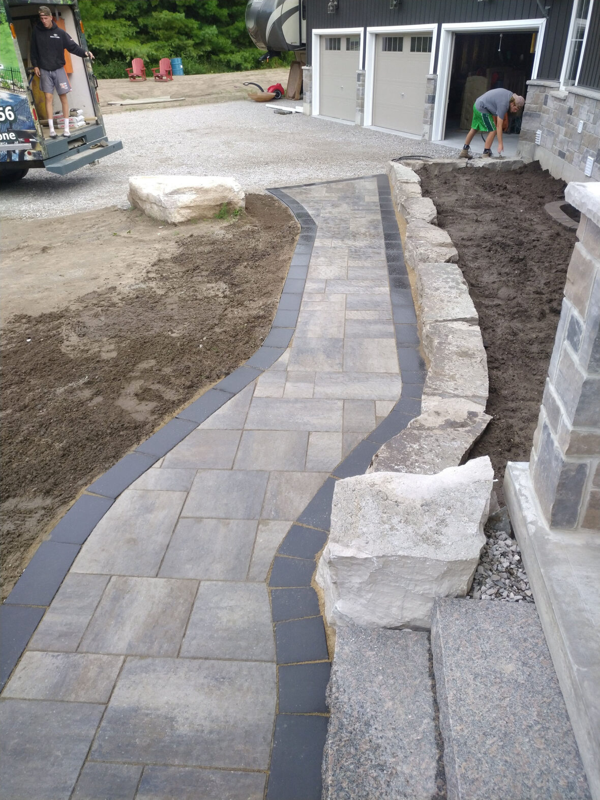 Armour Stone, Granite Steps, Armour Stone Garden Retaining Wall, Interlock