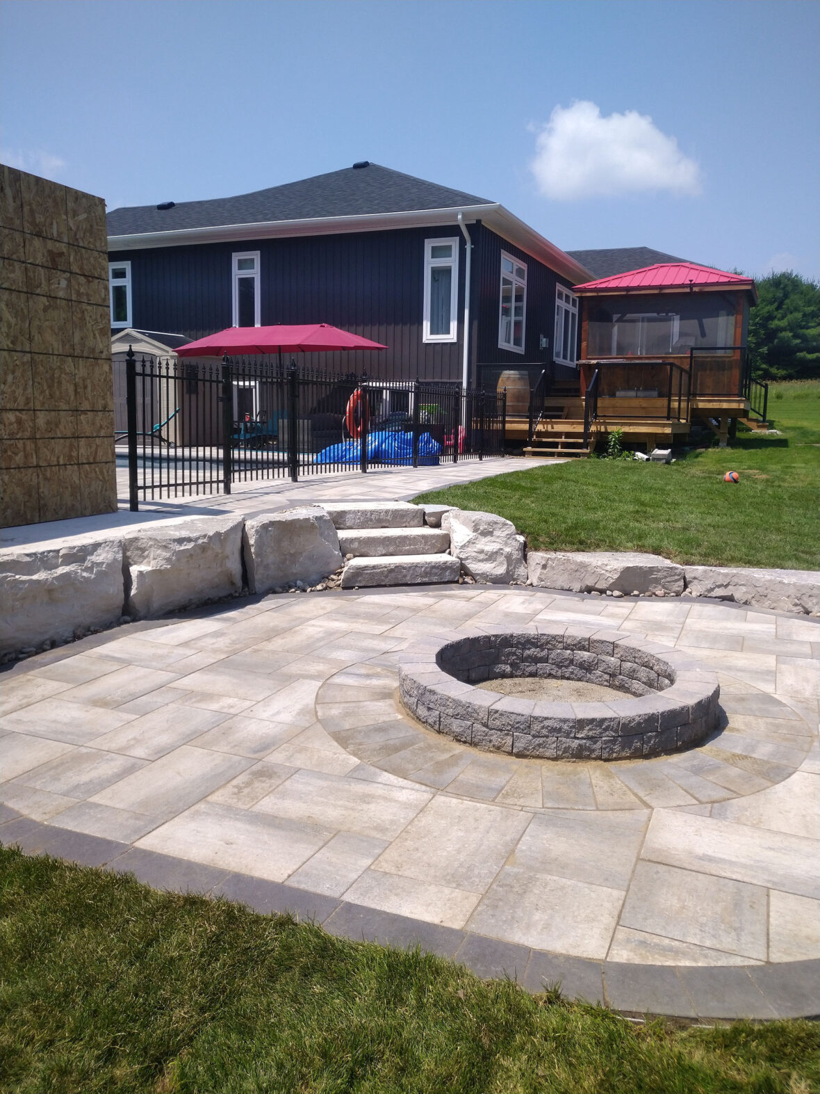 Fire Pit, Interlock, Armour Stone, Armour Stone Steps