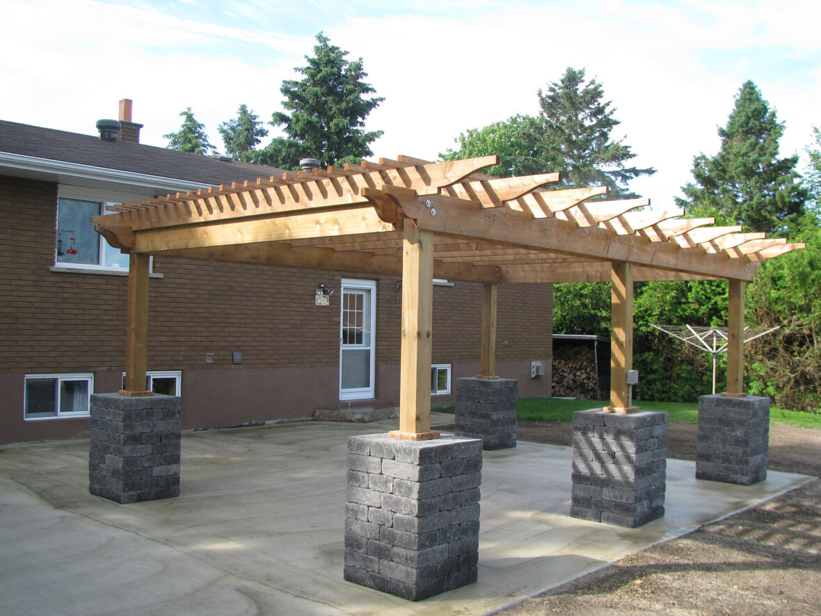 Wood and Stone Pergola